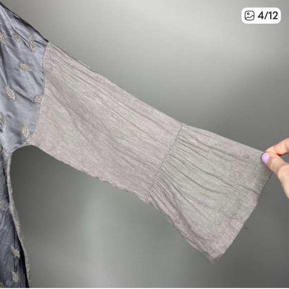 Johnny Was Boho Feather Embroidered V Neck Quarter Sleeve Blouse T Shirt Top - Picture 3 of 8